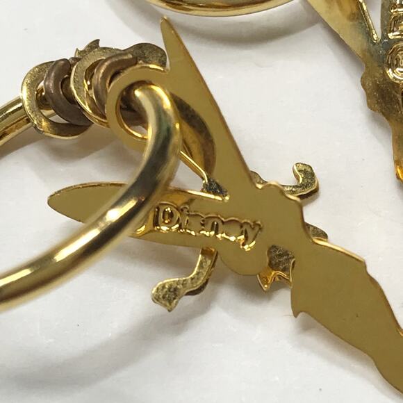 Vintage Disney Gold Tone Earrings Lot 2 Pair Tinker Bell Pooh Bear Bumble Bee - Picture 3 of 8